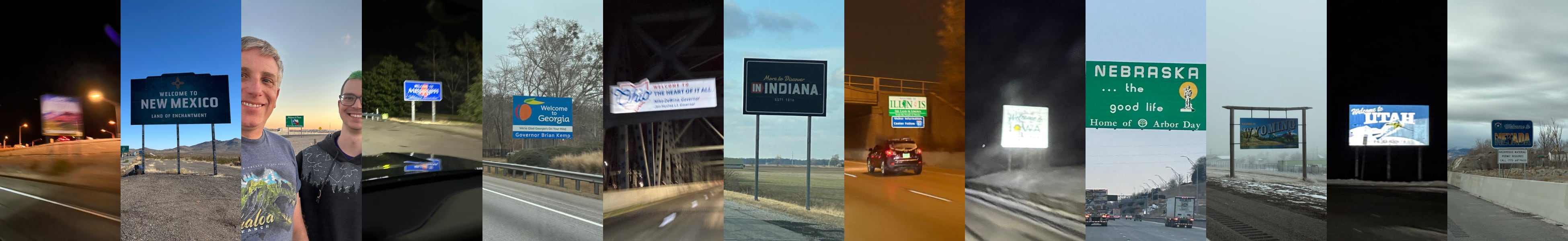Collage made up of cropped photos of state signs.